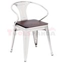 Стол с подлакътник дърво/метал 56х51х80см. Retro white