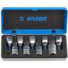 комплекти инчови вложки 1/2", HX профил в метална кутия - UNIOR