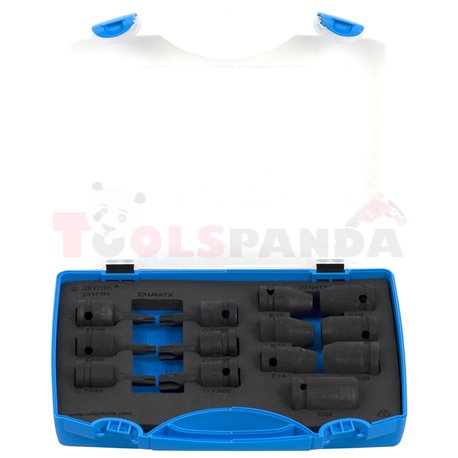 Комплект вложки 1/2" IMPACT в пластмасова кутия 13 бр. - UNIOR