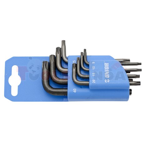 комплект ключове Г-образни с TX профил на пластмасов държач - UNIOR