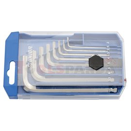 комплект шестограми за работа под ъгъл в пластмасова кутия - UNIOR