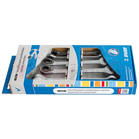 Комплект звездогаечни ключове-тресчотка в картонена кутия - UNIOR