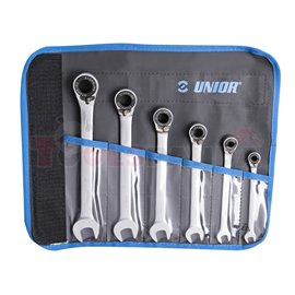 Комплект ковани комбинирани ключове-тресчотка в калъф - UNIOR