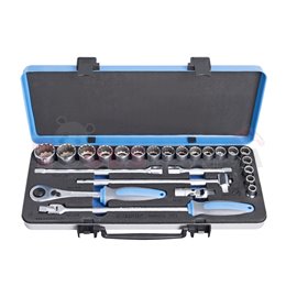 Тресчотка с комплект вложки 1/2" в метална кутия 24 бр. - UNIOR