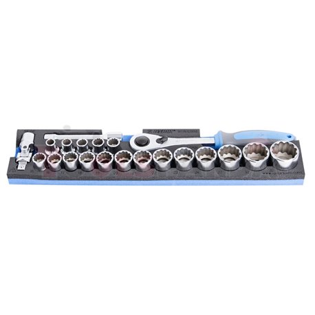 Тресчотка с комплект вложки 1/2" в SOS подложка 21 бр. - UNIOR