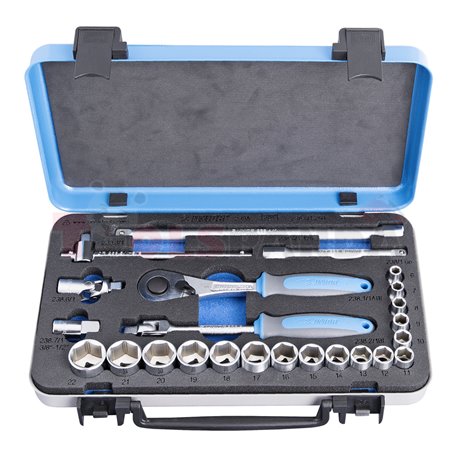 Тресчотка с комплект вложки 3/8" в метална кутия 24 бр. - UNIOR