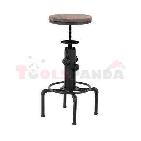 Бар стол регулиеруем метал/дърво ф33х60-75см. Old school black