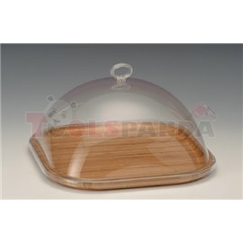 Поднос бамбуков за сирена с акрилен капак 30x30x15см.