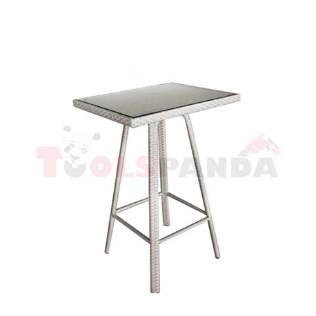 Бар маса правоъгълна PVC ратан/алуминиева рамка 76х61х110см.