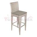Бар стол PVC ратан/алуминиева рамка със сива въглавница