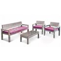 Мебели градински с възглавници сиво/лилаво 4 части