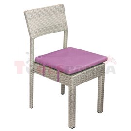 Стол градински PVC ратан/алуминиева рамка с лилава възглавница