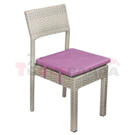 Стол градински PVC ратан/алуминиева рамка с лилава възглавница