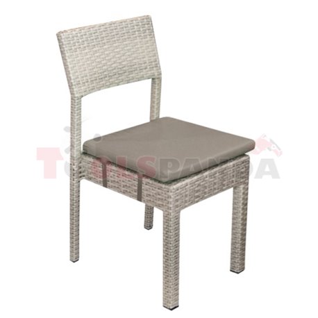 Стол градински PVC ратан/алуминиева рамка с сива възглавница
