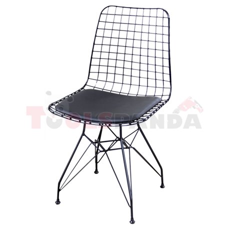 Стол метален мрежа с възглавница черен