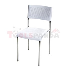 Стол градински PVC ратан с хромникелови крака бял Classic